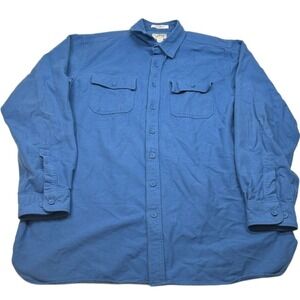 LL Bean Chamois Shirt Mens XLT‎ XL Tall Blue Cotton Traditional Fit Vintage VTG